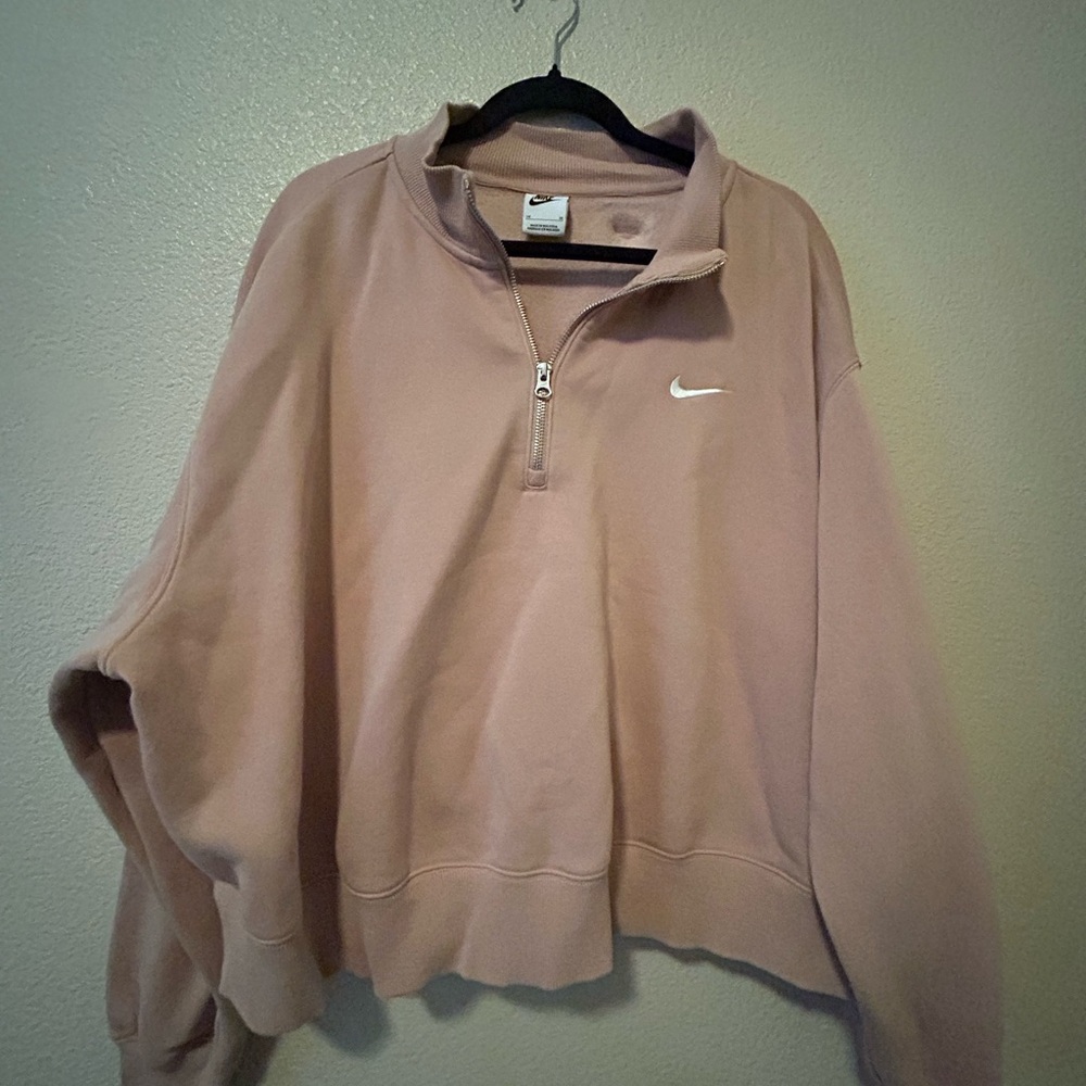 Nike plus tan crop quarter zip - Picture 1 of 2